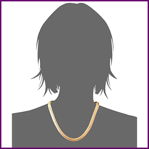 Gold-Tone Flat Chain Necklace 17" Lobster Clasp Herringbone Collar - Picture 5 of 7